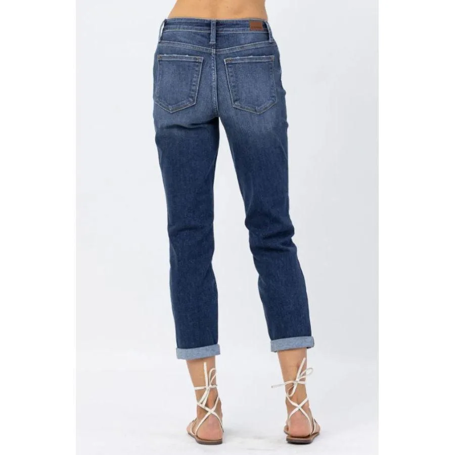 Judy Blue Midrise Cuffed Boyfriend Jean