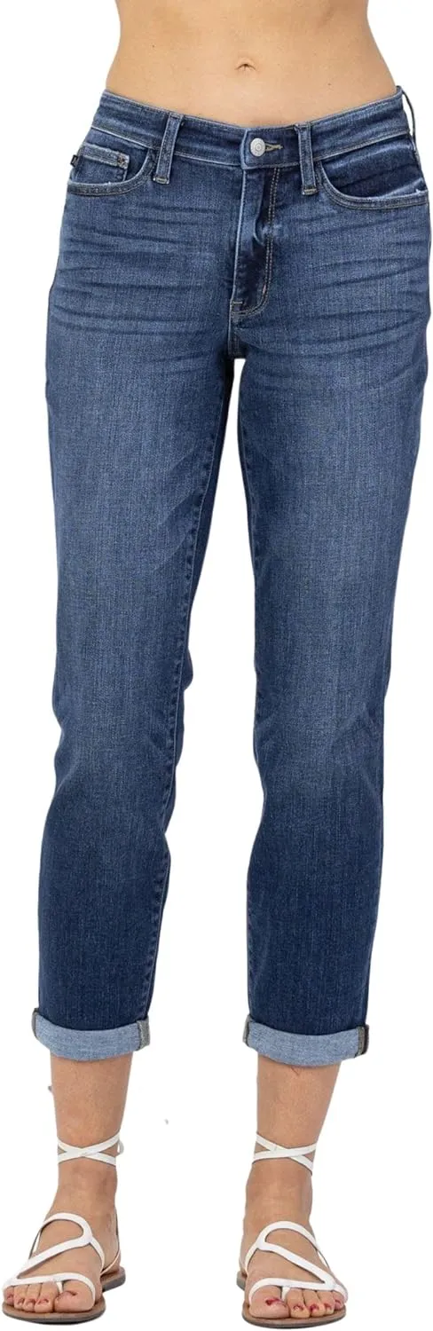 Judy Blue Midrise Cuffed Boyfriend Jean