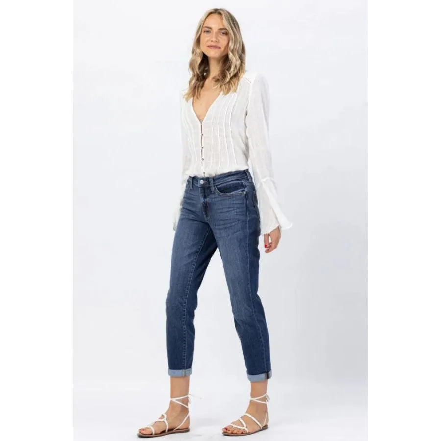 Judy Blue Midrise Cuffed Boyfriend Jean