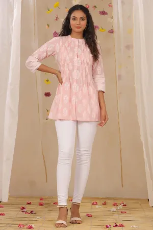 Juniper Babypink Cambric Printed A-Line Tunic