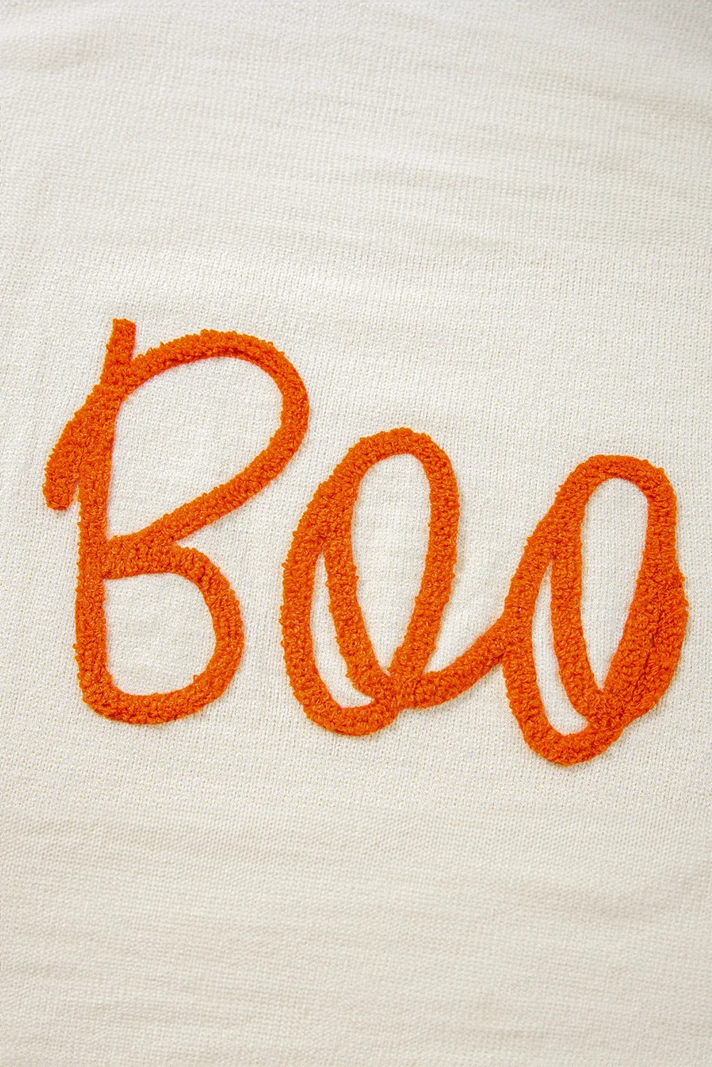 KaleaBoutique Boo Knitted Pattern Ribbed Edge Drop Shoulder Sweater