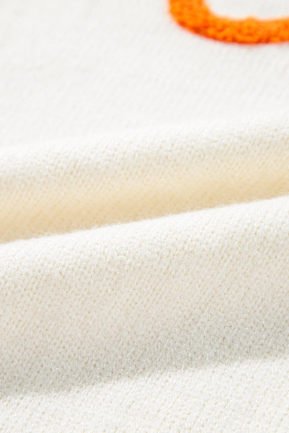 KaleaBoutique Boo Knitted Pattern Ribbed Edge Drop Shoulder Sweater