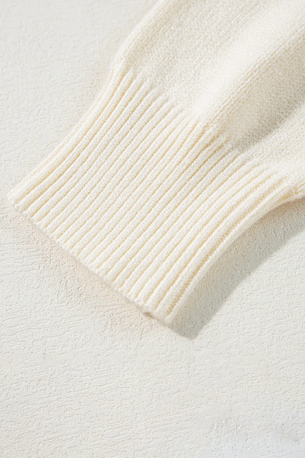 KaleaBoutique Boo Knitted Pattern Ribbed Edge Drop Shoulder Sweater
