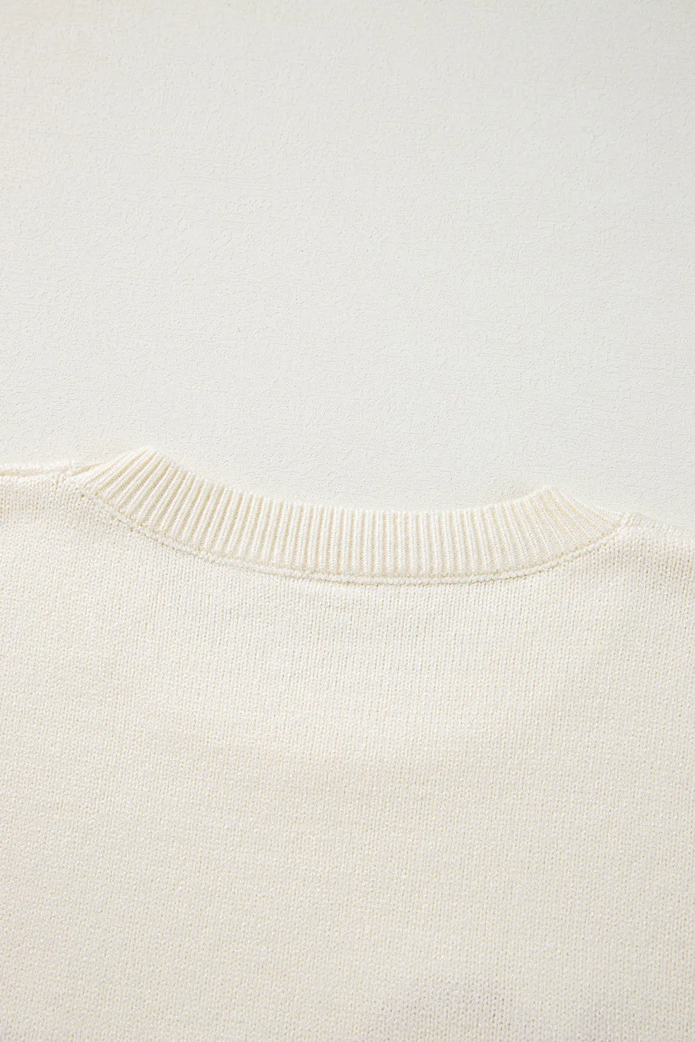 KaleaBoutique Boo Knitted Pattern Ribbed Edge Drop Shoulder Sweater