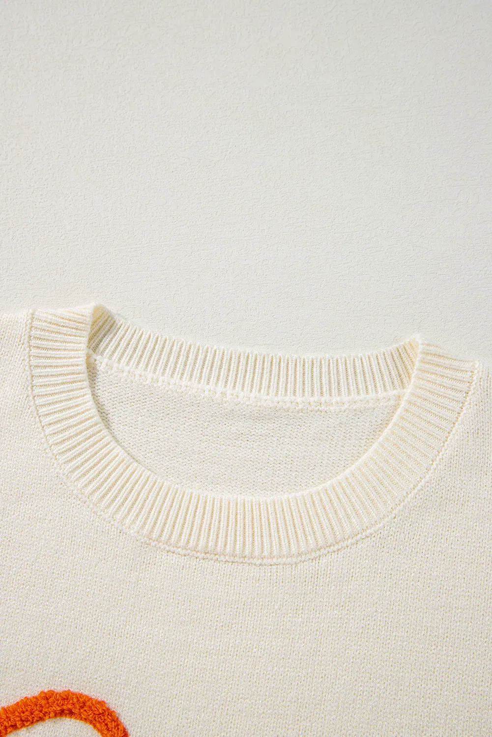 KaleaBoutique Boo Knitted Pattern Ribbed Edge Drop Shoulder Sweater