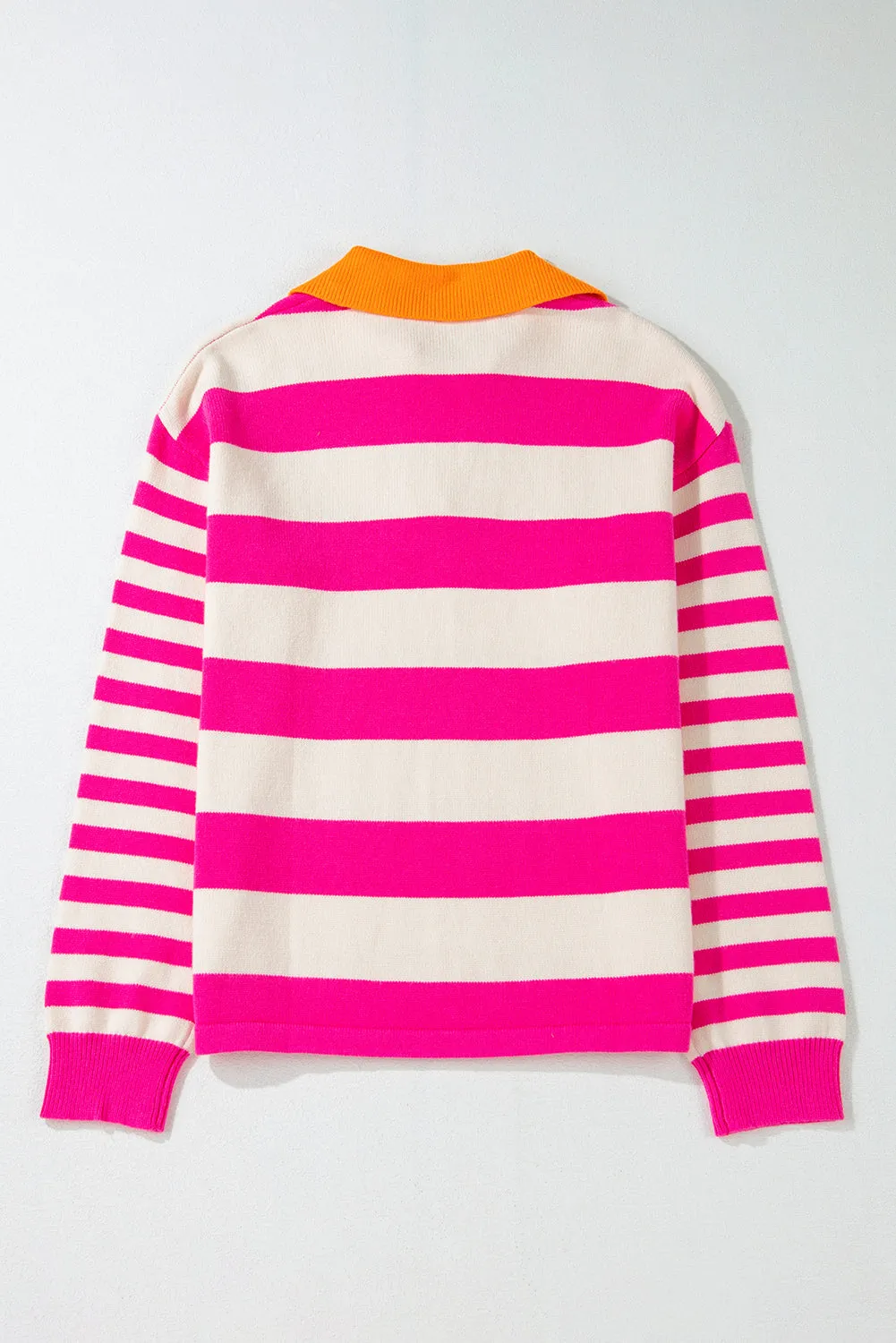 KaleaBoutique Color Block Collared V Neck Drop Shoulder Sweater