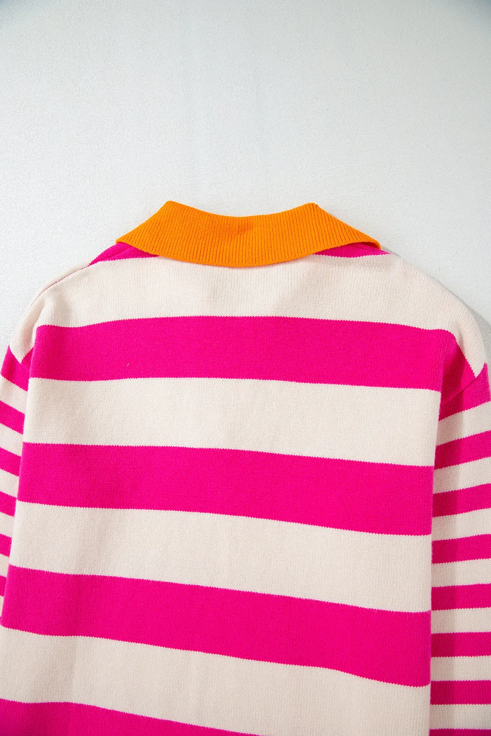 KaleaBoutique Color Block Collared V Neck Drop Shoulder Sweater