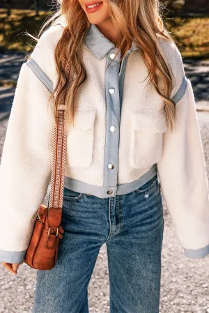 KaleaBoutique Contrast Trim Buttoned Sherpa Jacket