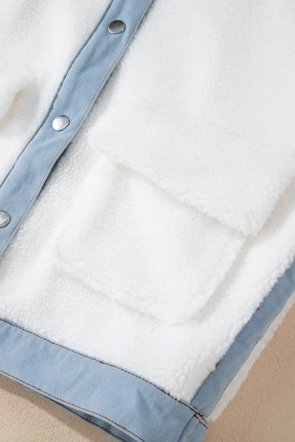 KaleaBoutique Contrast Trim Buttoned Sherpa Jacket