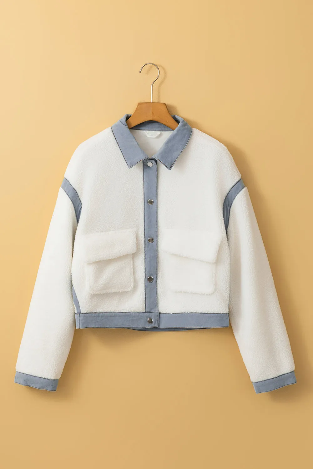 KaleaBoutique Contrast Trim Buttoned Sherpa Jacket