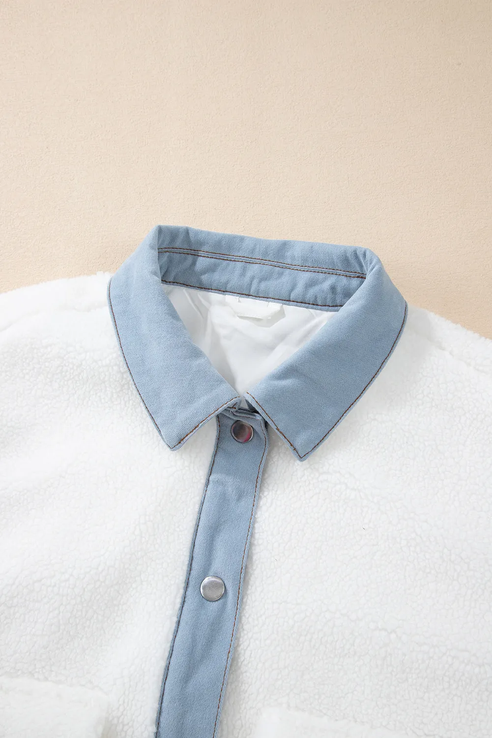 KaleaBoutique Contrast Trim Buttoned Sherpa Jacket