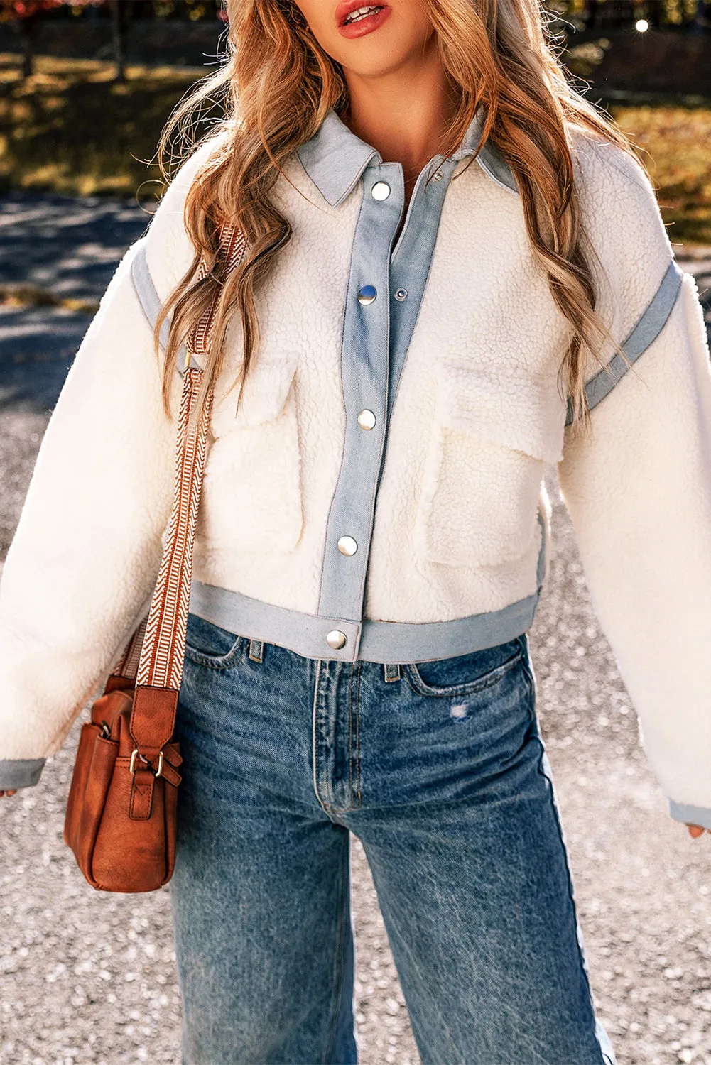 KaleaBoutique Contrast Trim Buttoned Sherpa Jacket