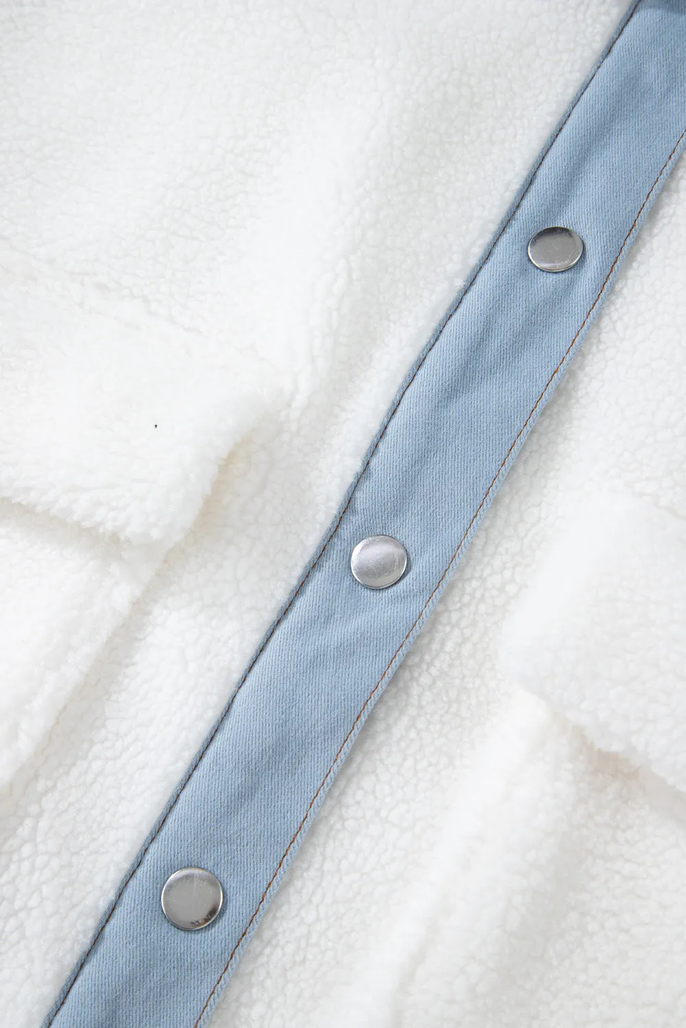 KaleaBoutique Contrast Trim Buttoned Sherpa Jacket