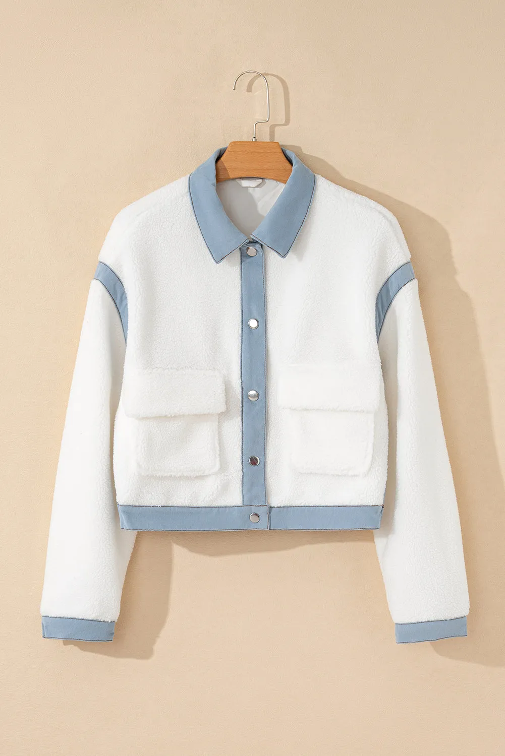 KaleaBoutique Contrast Trim Buttoned Sherpa Jacket