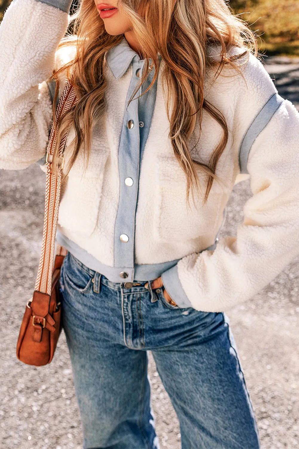 KaleaBoutique Contrast Trim Buttoned Sherpa Jacket