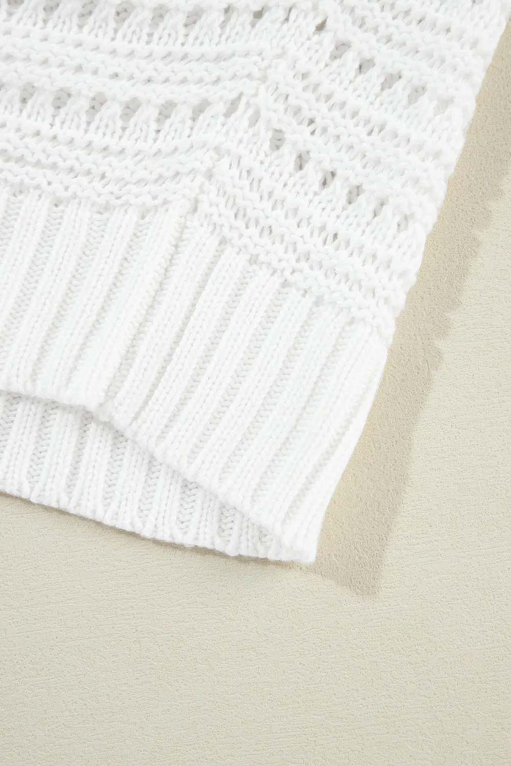 KaleaBoutique Pointelle Knit Bracelet Sleeve Open Cardigan