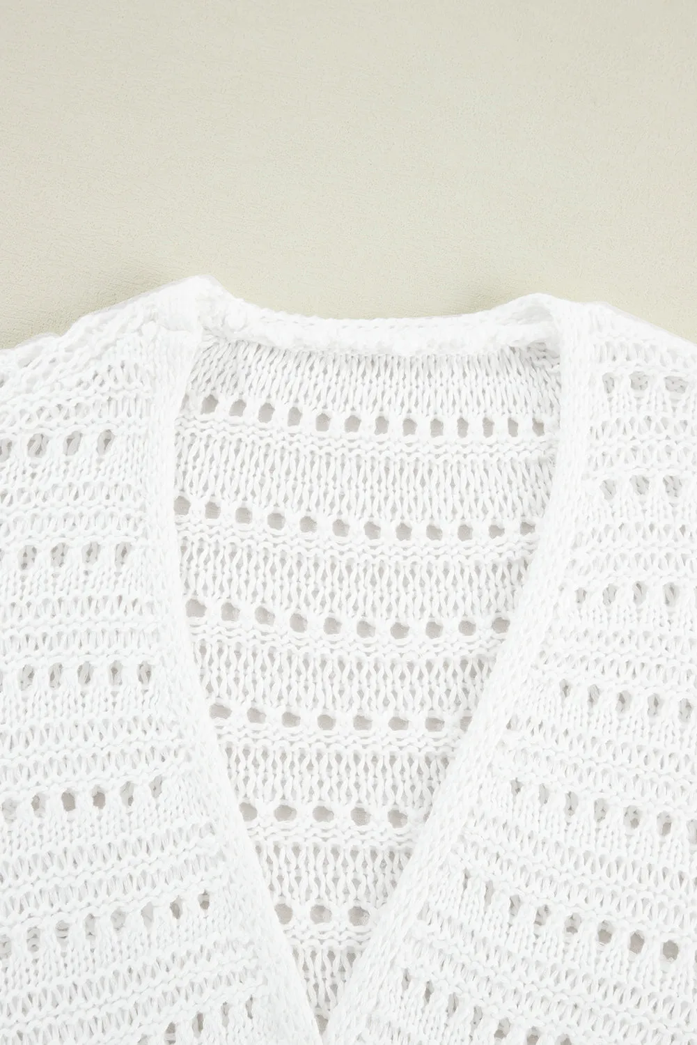KaleaBoutique Pointelle Knit Bracelet Sleeve Open Cardigan