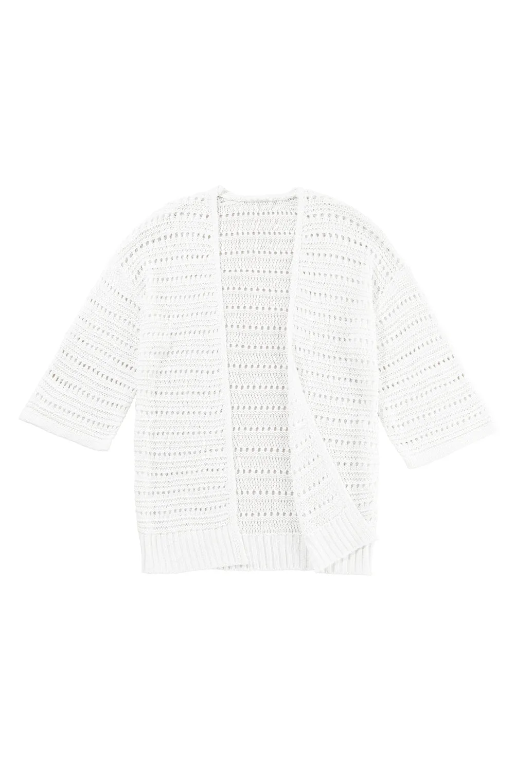 KaleaBoutique Pointelle Knit Bracelet Sleeve Open Cardigan