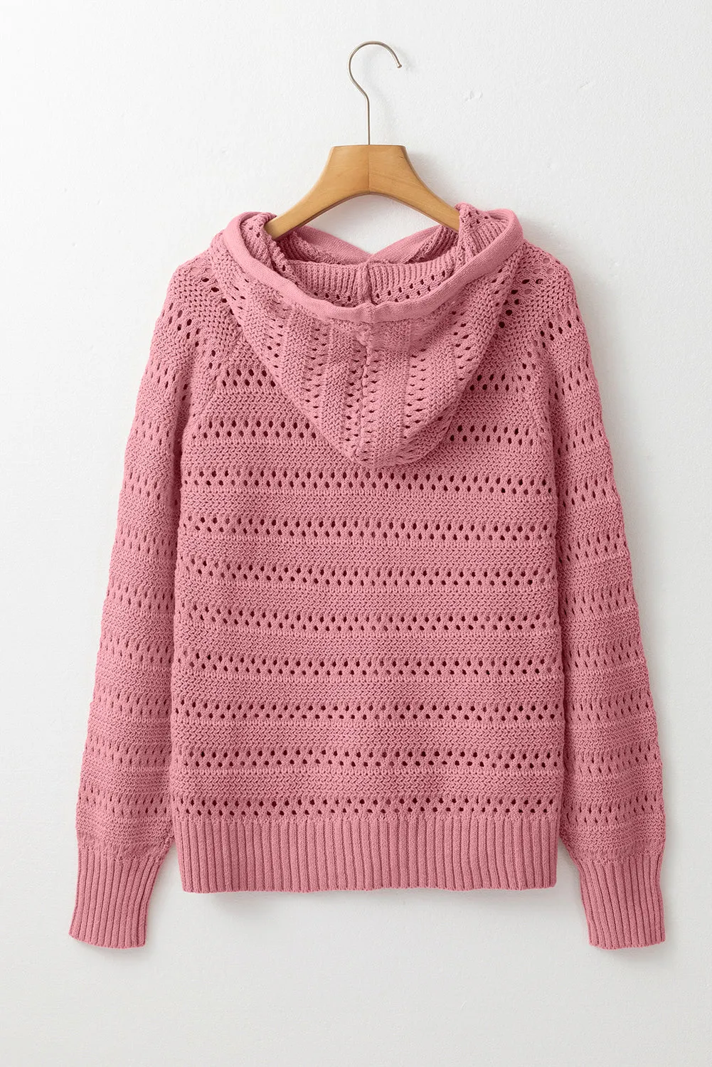 KaleaBoutique Pointelle Knit Raglan Sleeve Hooded Sweater