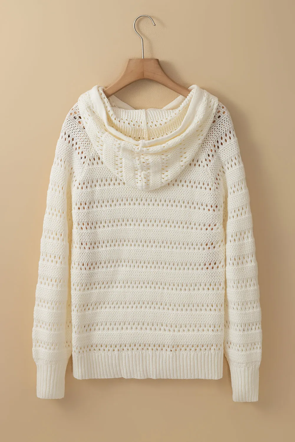 KaleaBoutique Pointelle Knit Raglan Sleeve Hooded Sweater