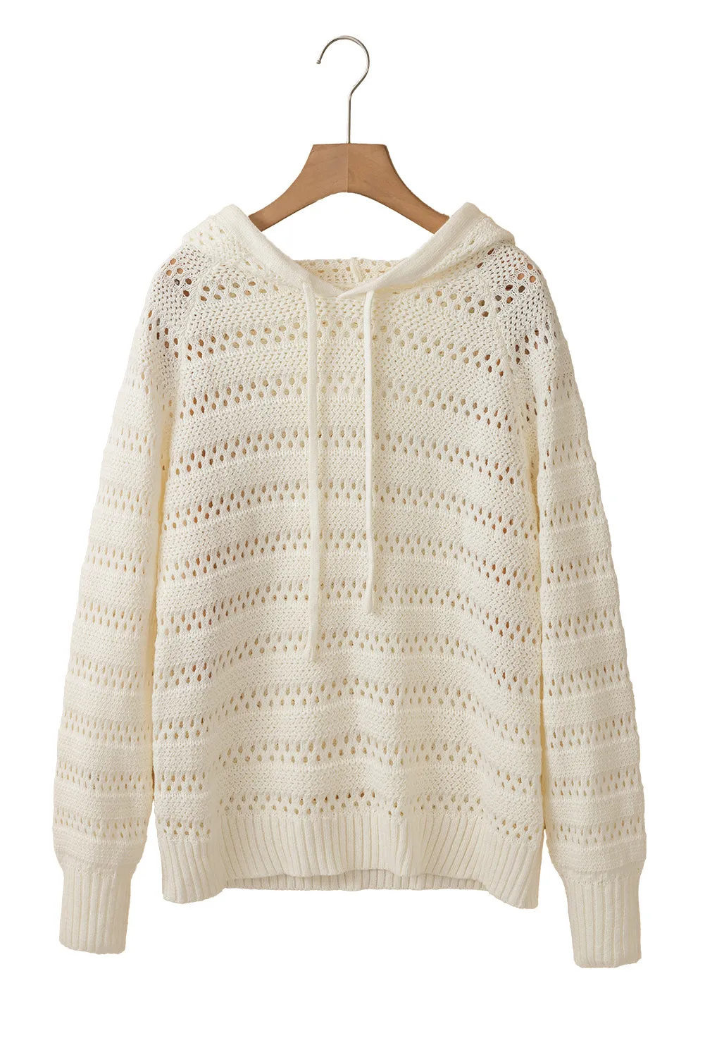 KaleaBoutique Pointelle Knit Raglan Sleeve Hooded Sweater