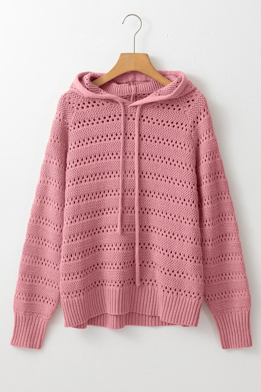 KaleaBoutique Pointelle Knit Raglan Sleeve Hooded Sweater