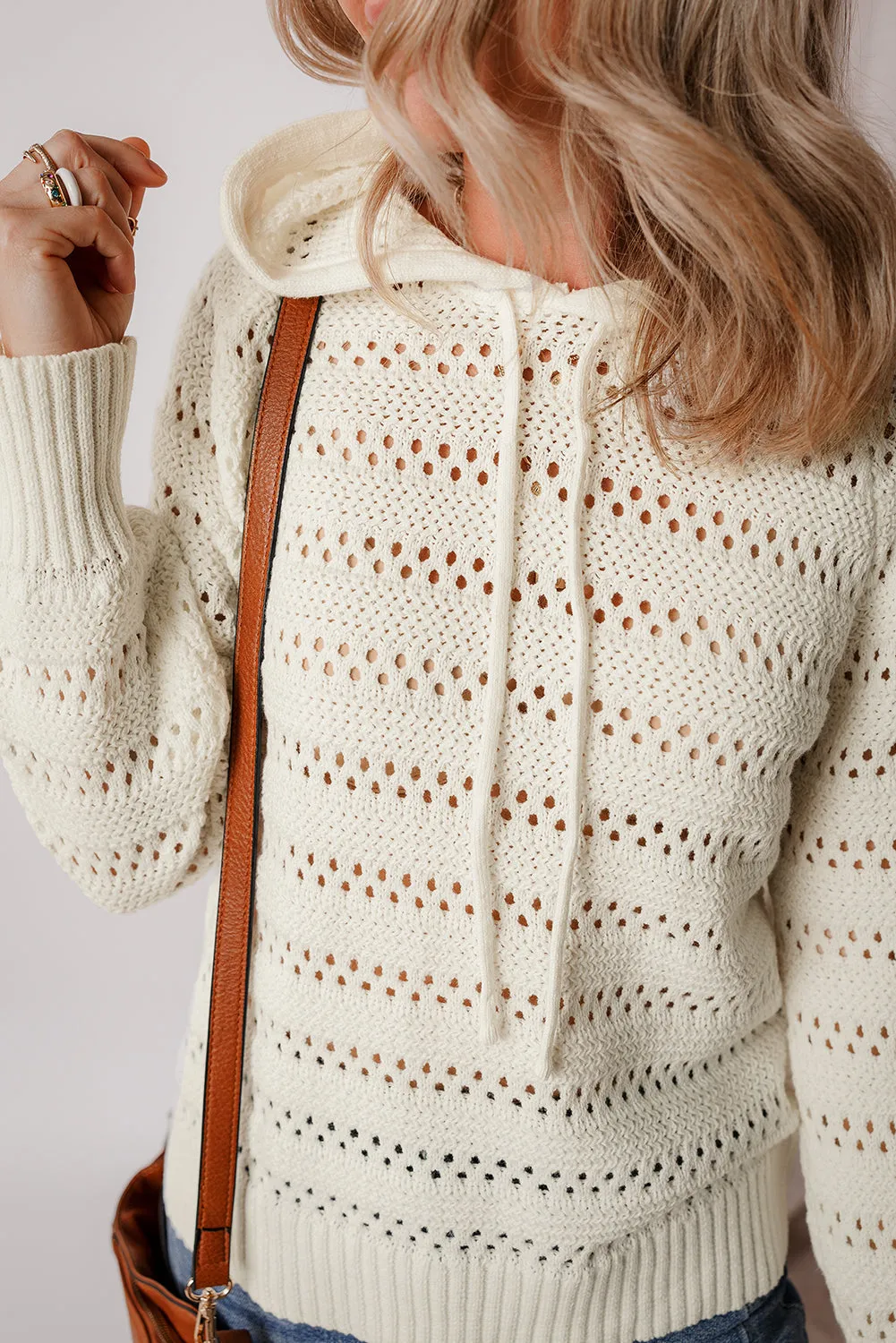 KaleaBoutique Pointelle Knit Raglan Sleeve Hooded Sweater