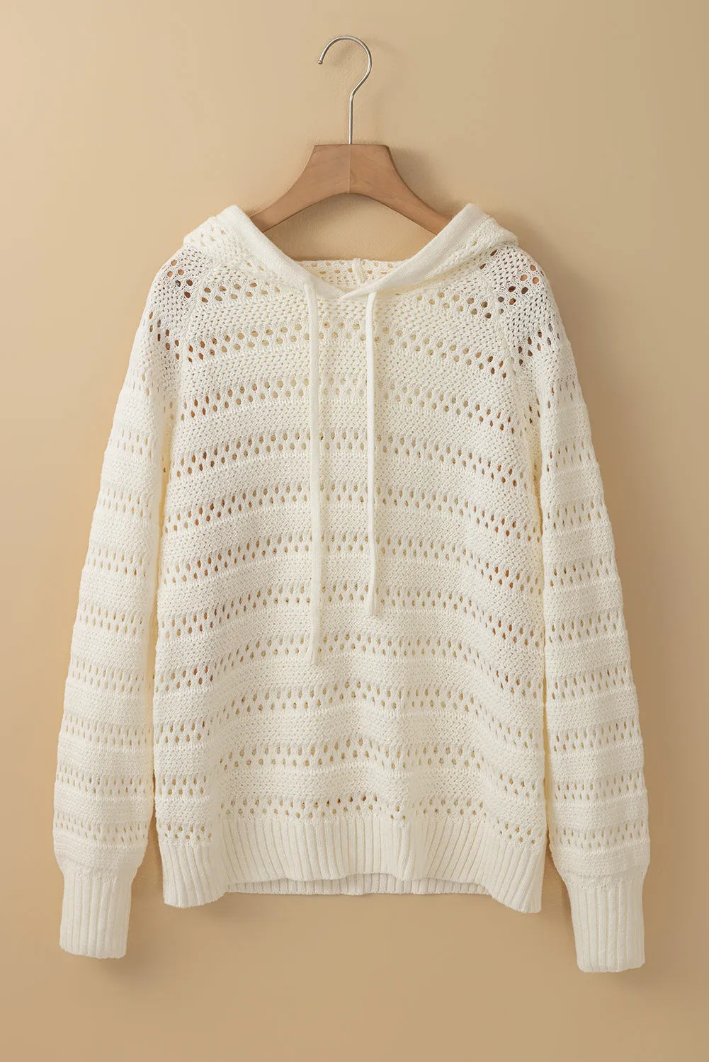 KaleaBoutique Pointelle Knit Raglan Sleeve Hooded Sweater