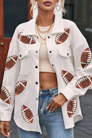 KaleaBoutique Stylish Bubble Gum Texture Sequined Football Shacket
