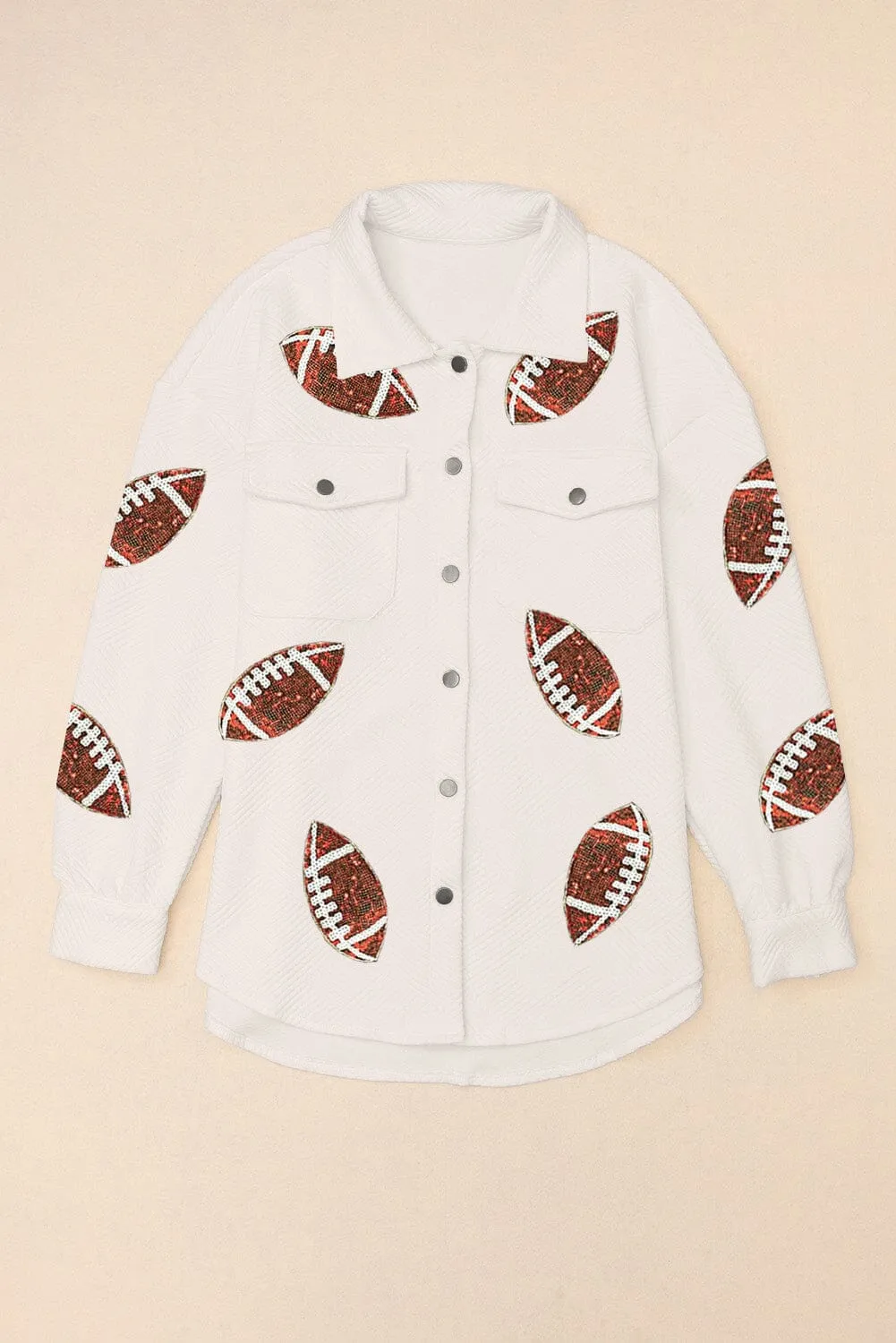 KaleaBoutique Stylish Bubble Gum Texture Sequined Football Shacket