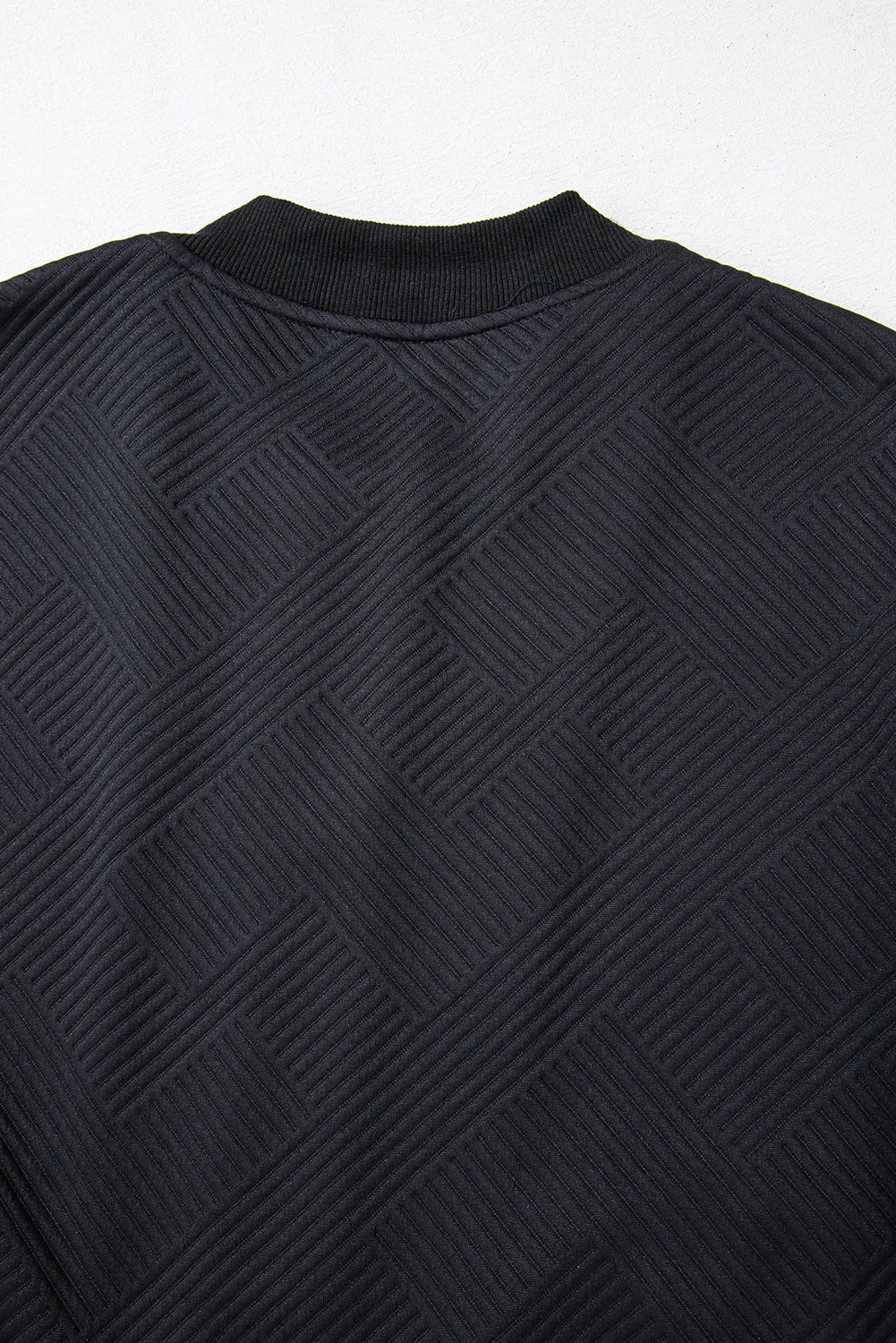 KaleaBoutique Stylish Solid Textured Stand Neck Zipper Bomber Jacket