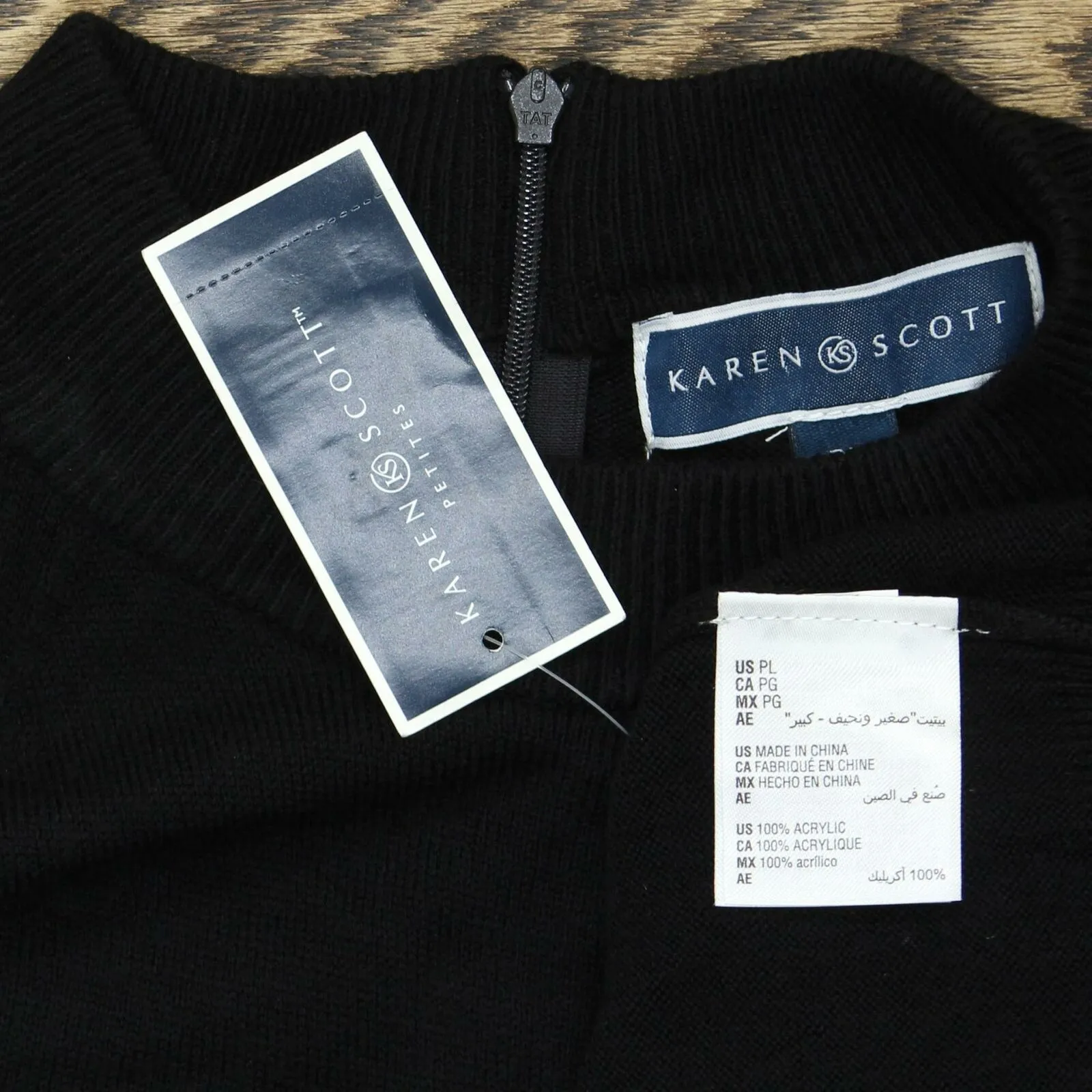 Karen Scott Petite Luxsoft Zip Back Mock Neck Sweater
