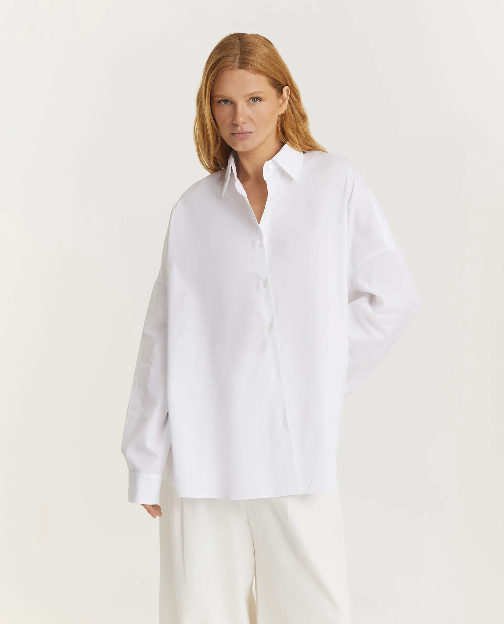Katoenen Cocoon Shirt - Wit