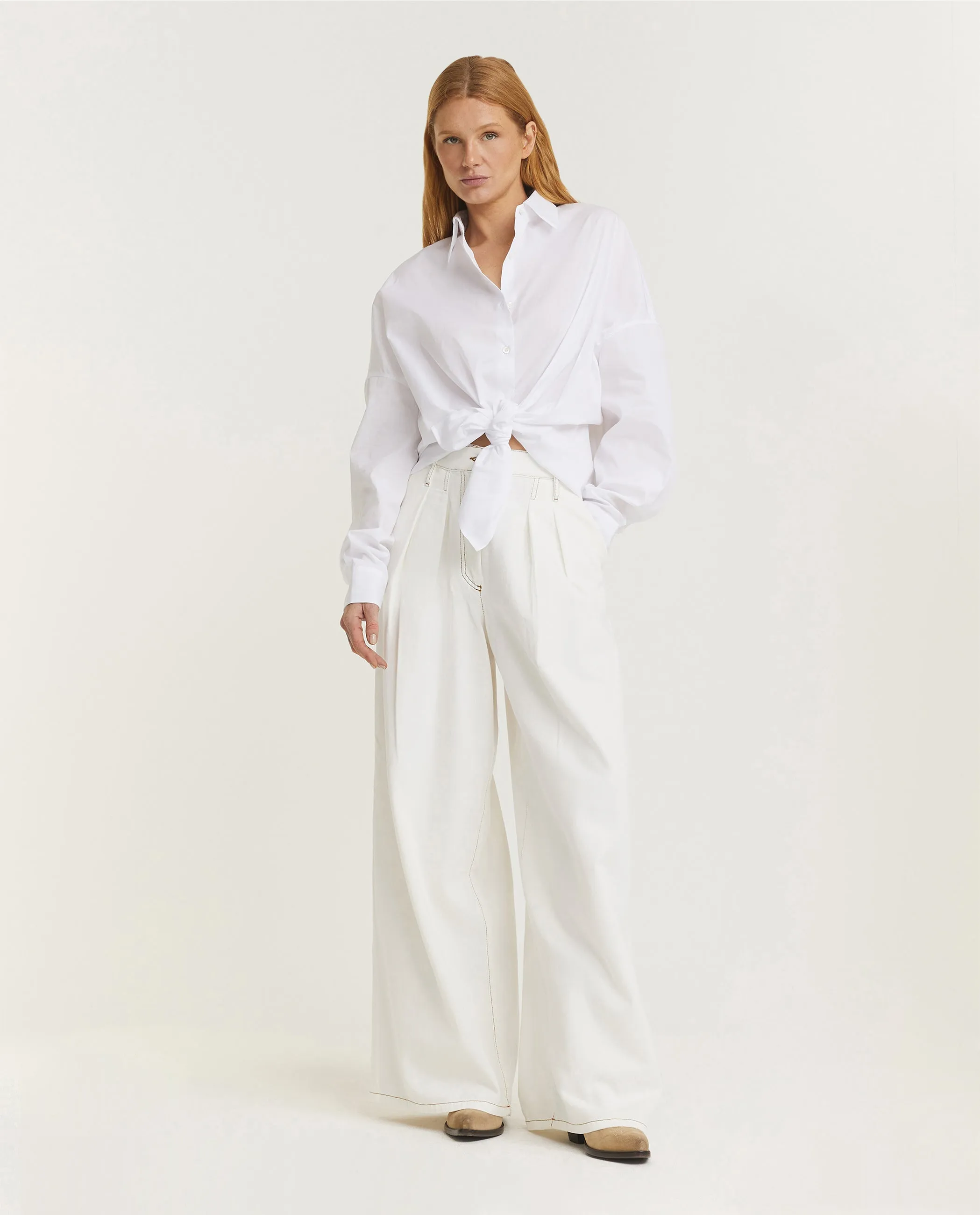 Katoenen Cocoon Shirt - Wit