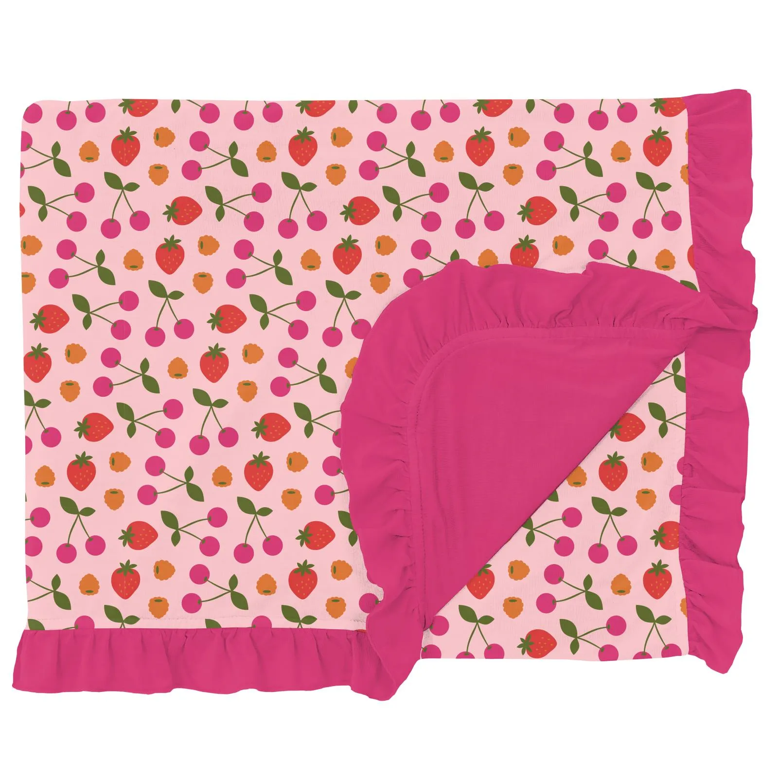 KicKee Pants Lotus Berries Double Ruffle Print Throw Blanket