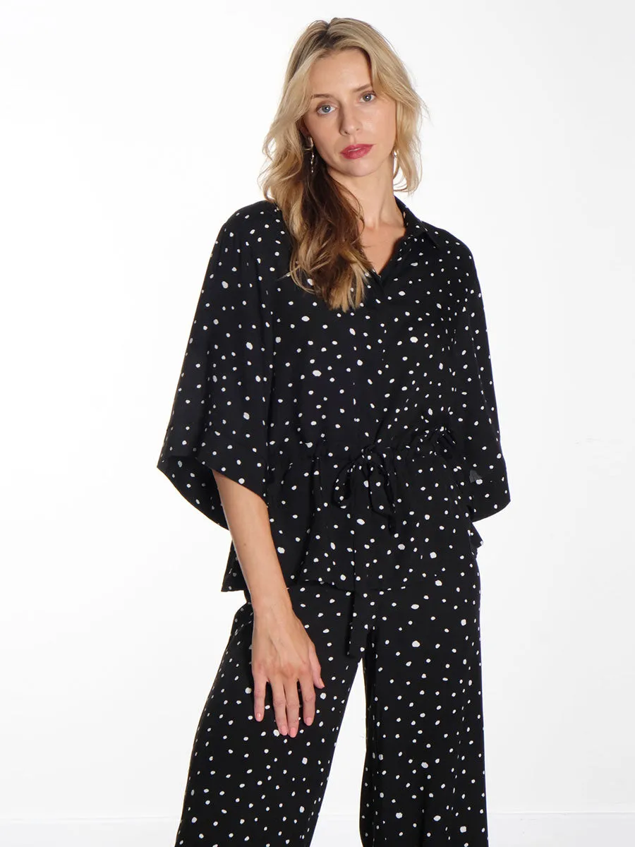 Kris Shirt - Black & White Dots