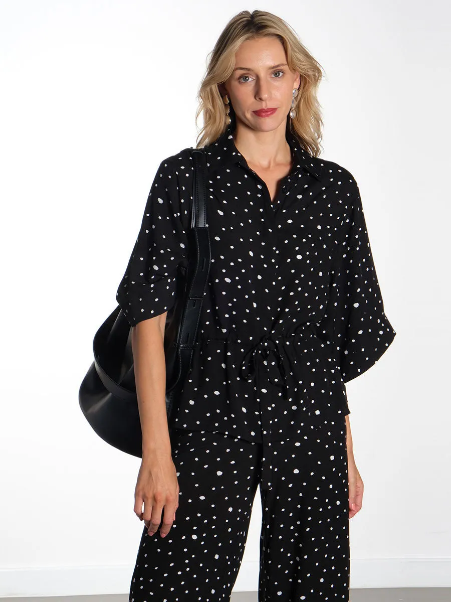 Kris Shirt - Black & White Dots