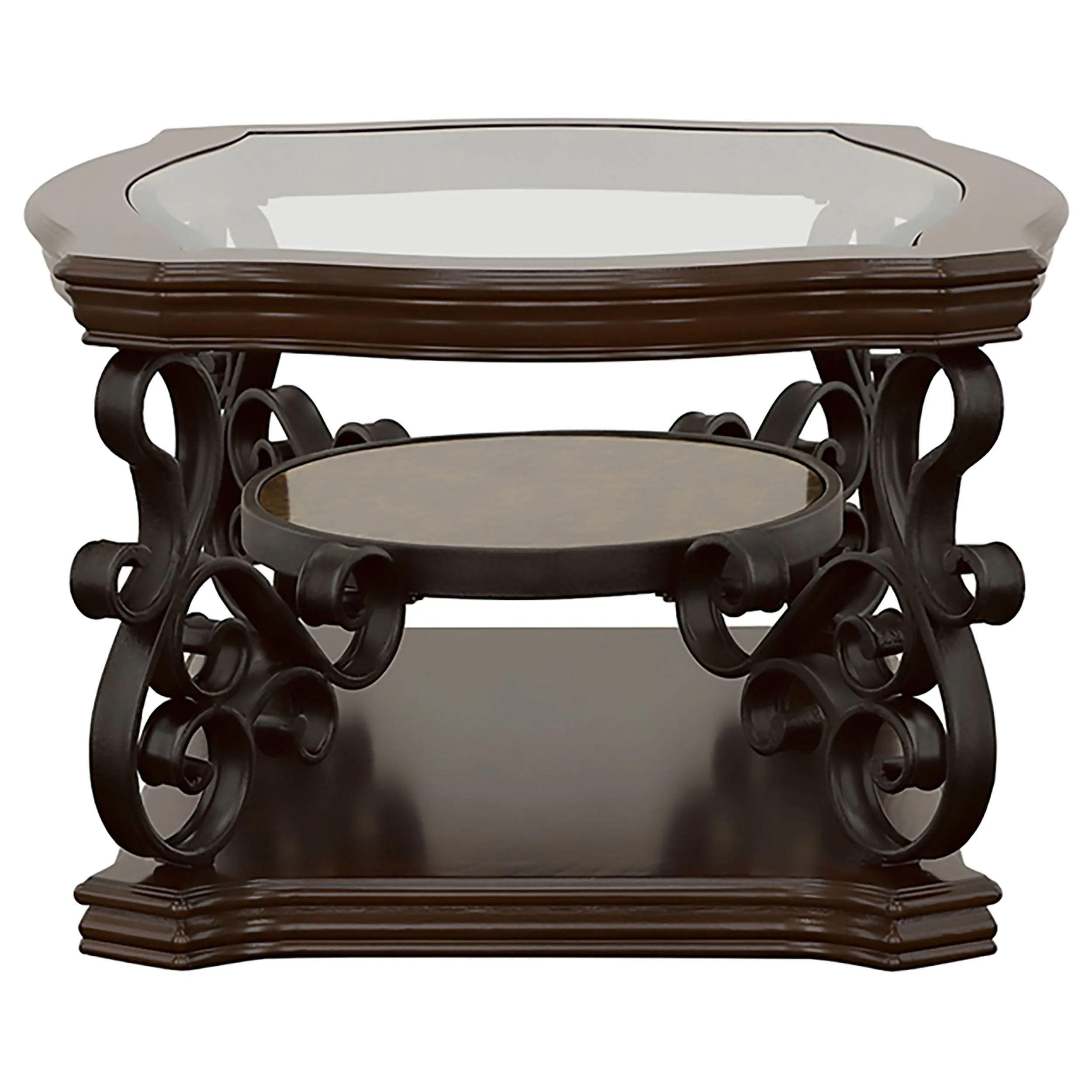Laney 2-piece Glass Top Coffee and End Table Set Dark Merlot