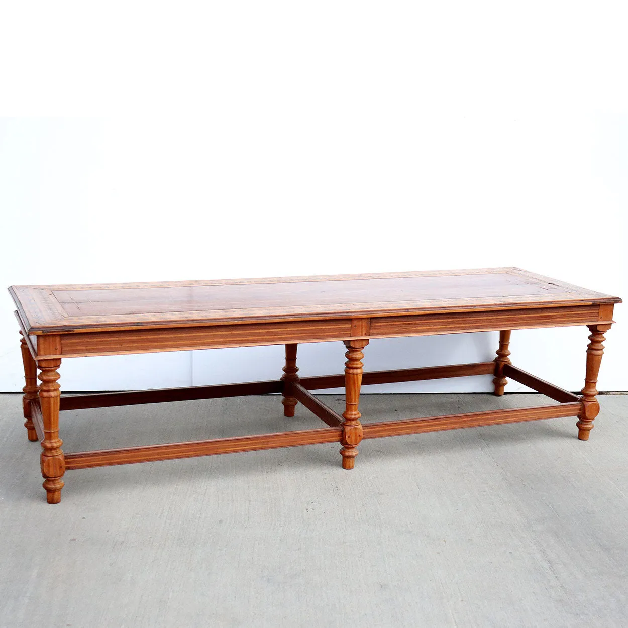 Large Indo-Portuguese Inlaid Satinwood Low Table / Bench