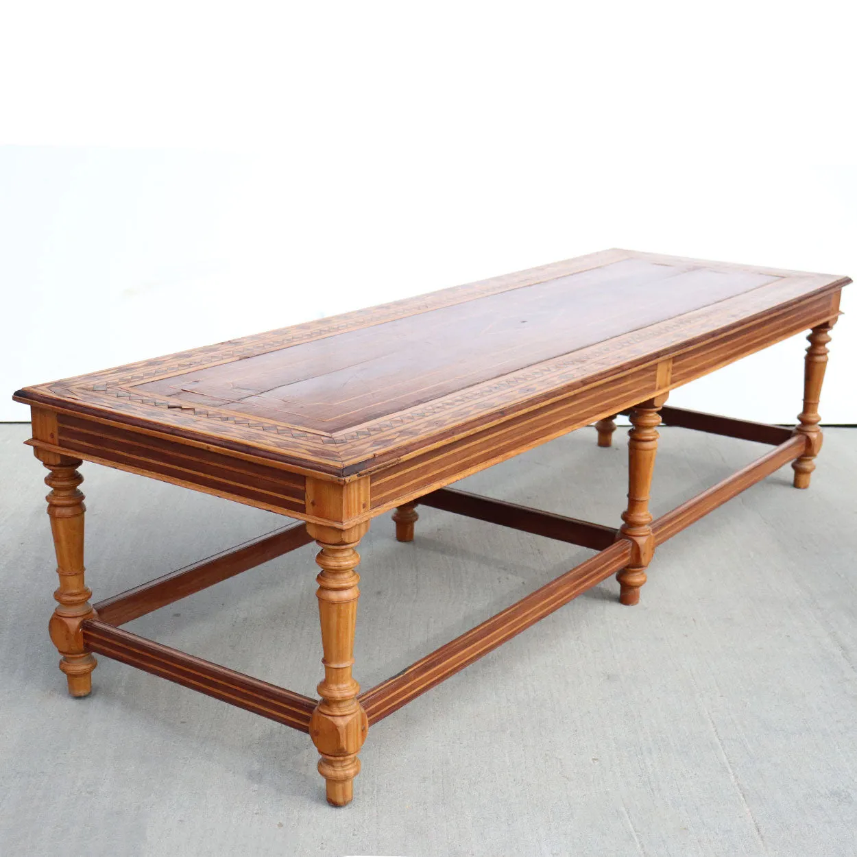 Large Indo-Portuguese Inlaid Satinwood Low Table / Bench