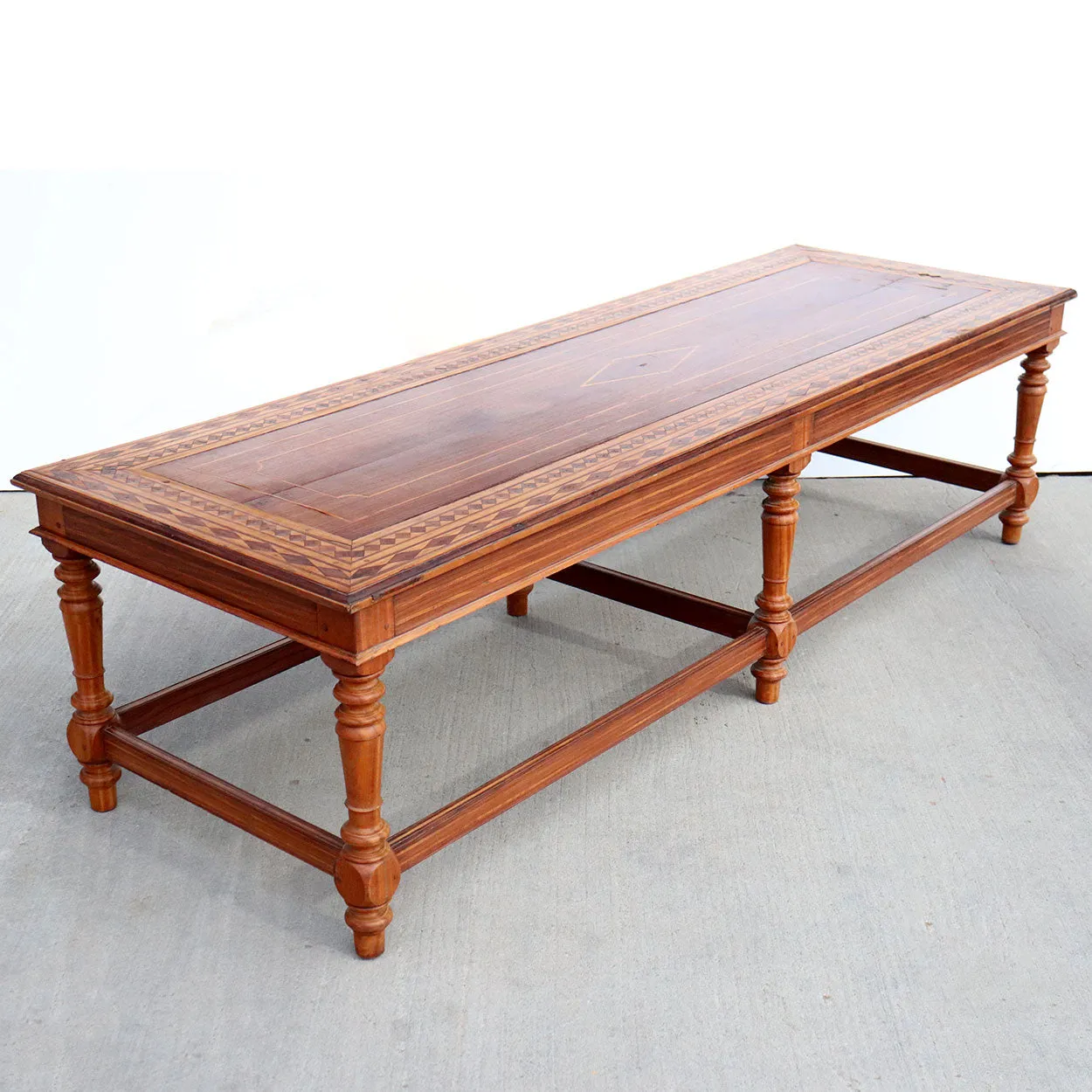 Large Indo-Portuguese Inlaid Satinwood Low Table / Bench