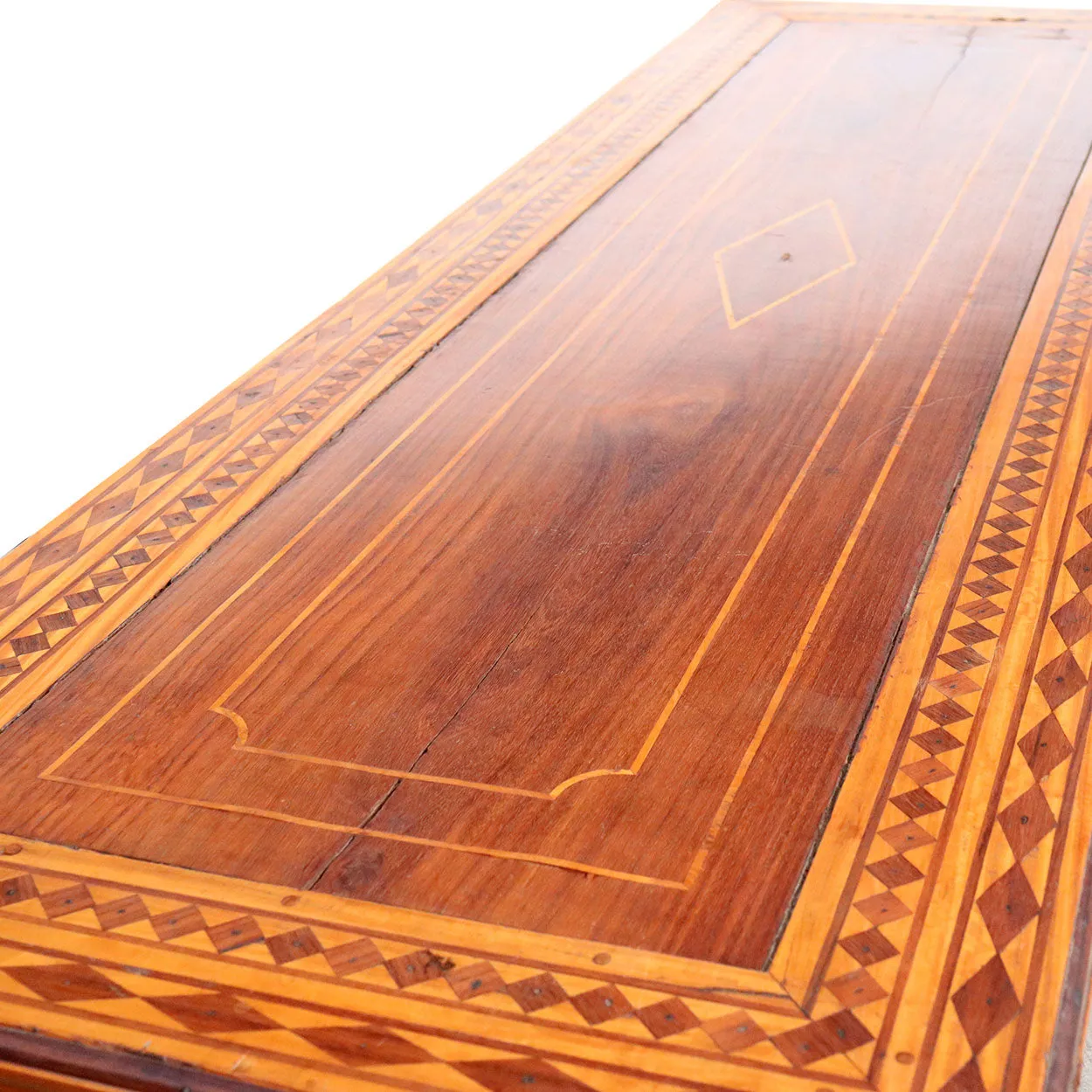 Large Indo-Portuguese Inlaid Satinwood Low Table / Bench