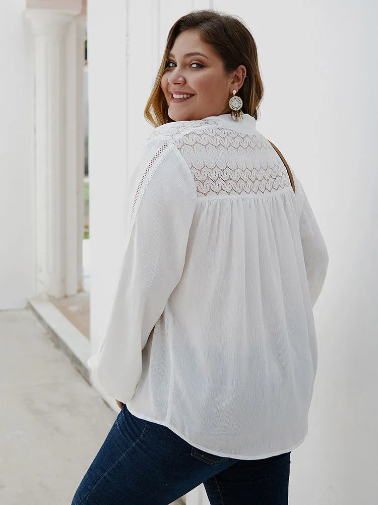 Large Size Women's Autumn and Winter Long-sleeved Solid Color Tops