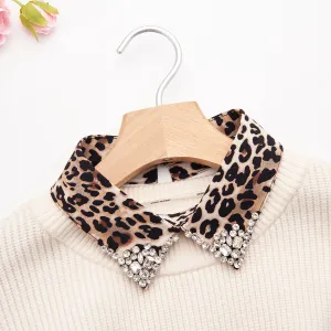 Leopard Print Detachable T-Shirt Collar