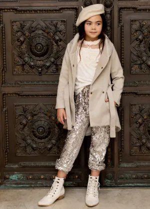 Libbie Pant in Silver/Oat