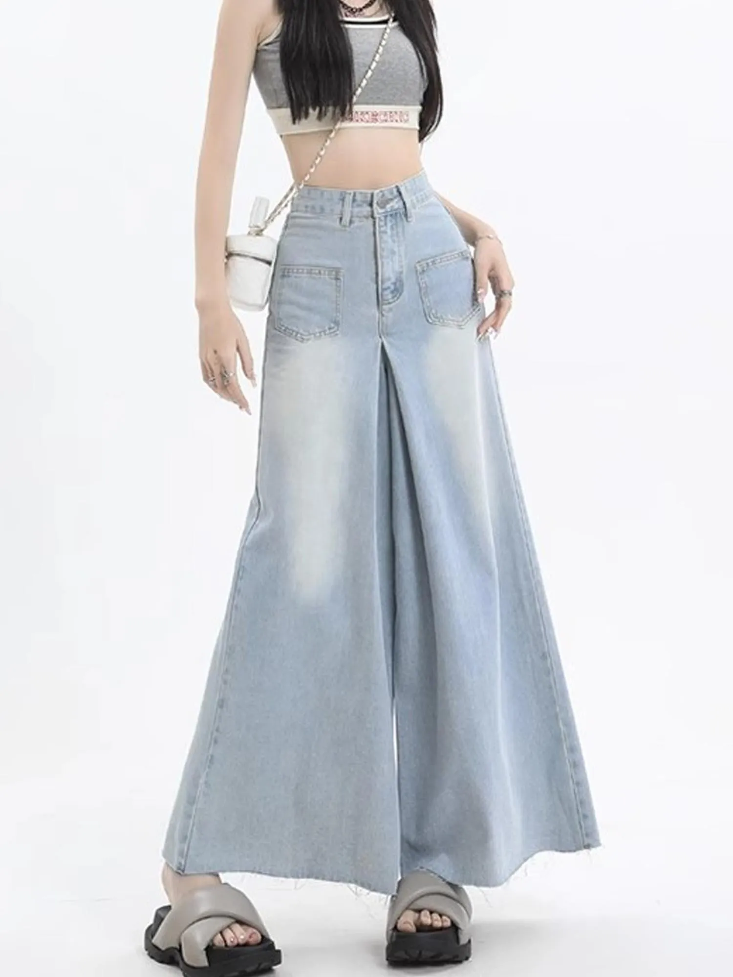 Light Blue Patch Pocket Ultra Flare