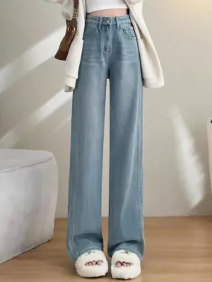 Light Blue Washed Basic Straight Fit Jeans