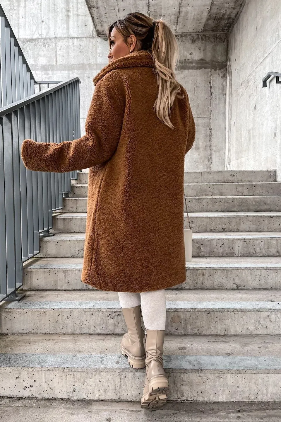 Long-sleeved Plush Long Coat