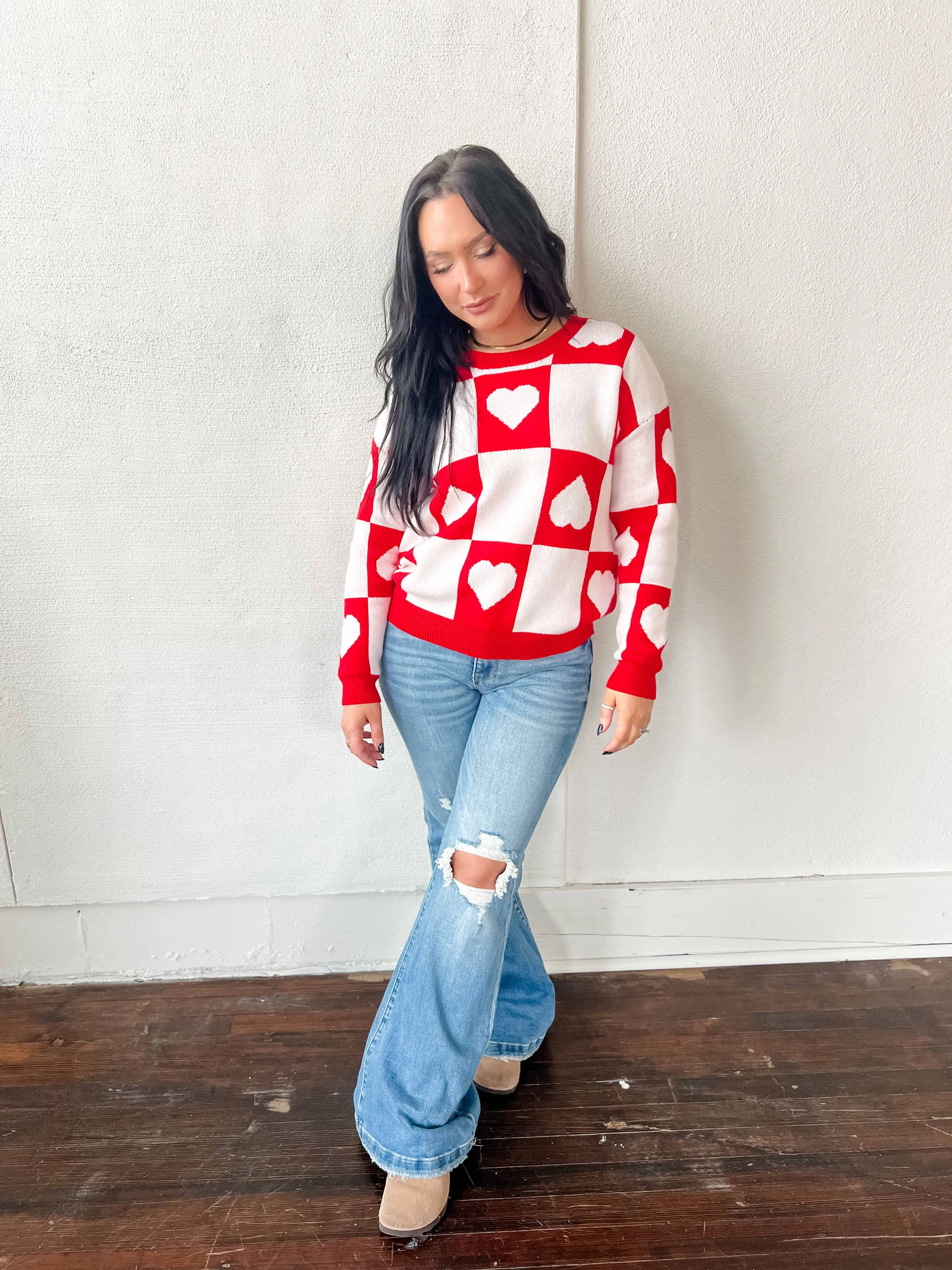 Love's Pattern Checkered Sweater