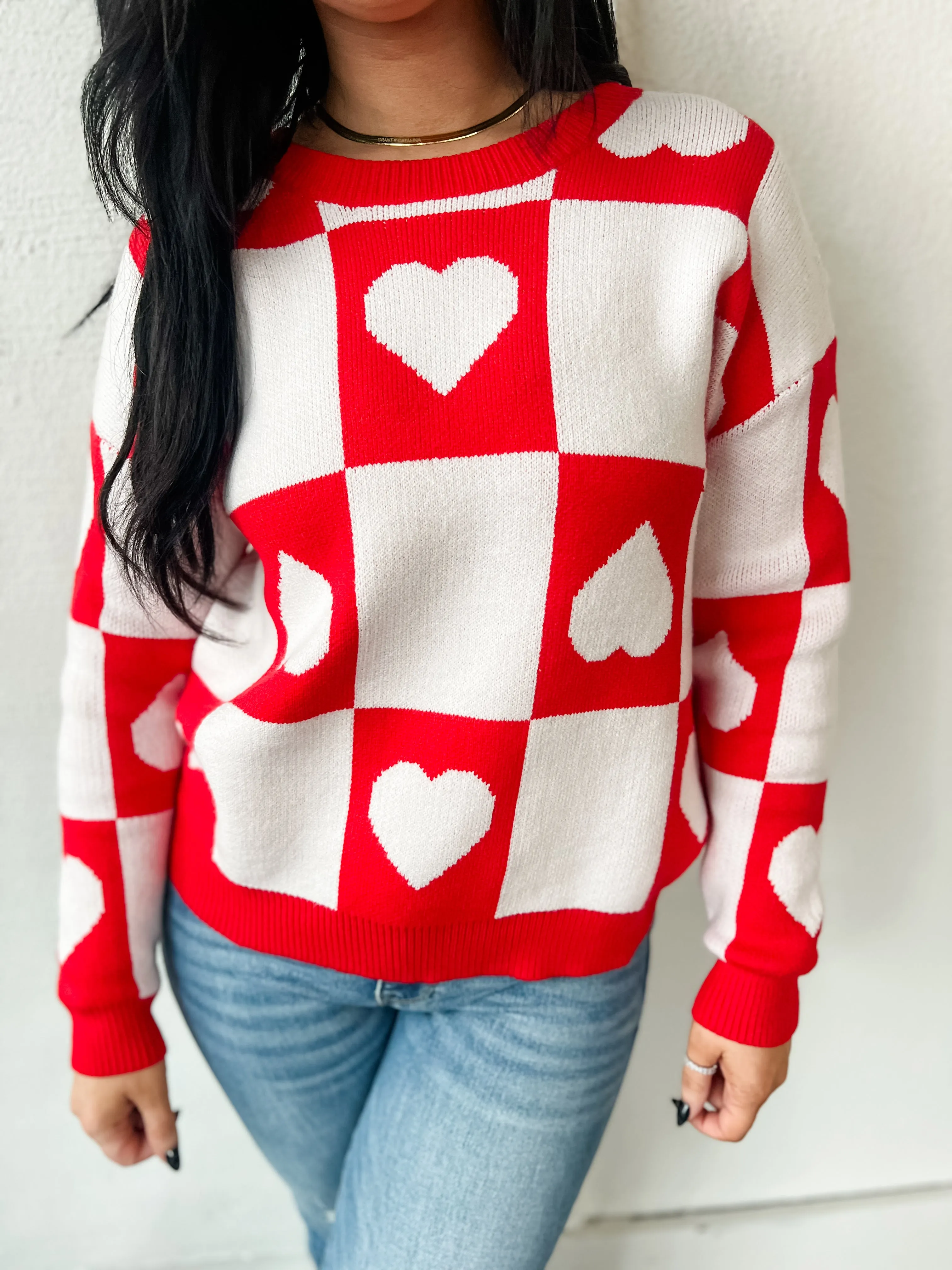 Love's Pattern Checkered Sweater